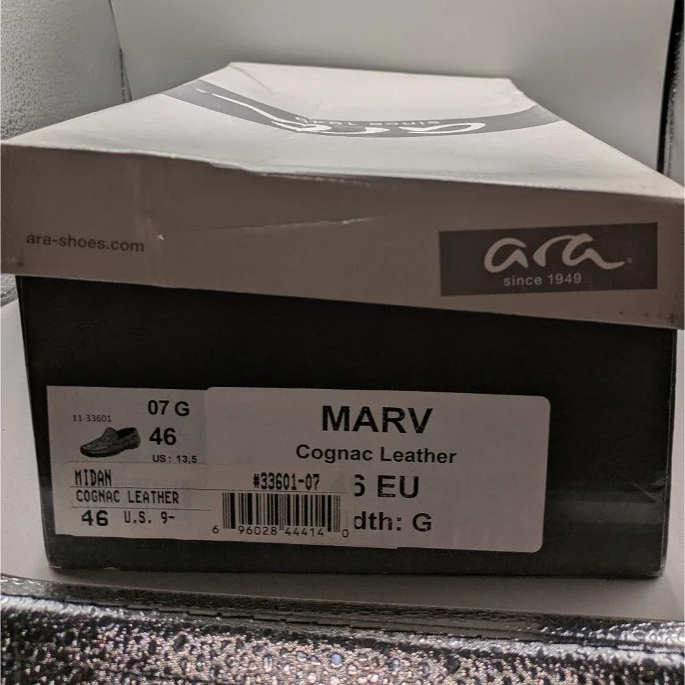 Ara Men's Marv Midan Cognac Leather Moccasin Loafers 12 33601-07 Size: 12